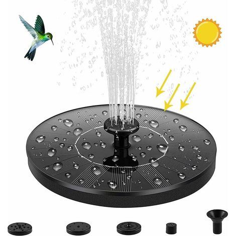Fontaine solaire avec panneau solaire de 1,5 W, pompe à eau solaire à 6 jets, pompe à eau solaire pour bassins de jardin, piscines, aquariums. (1/5)