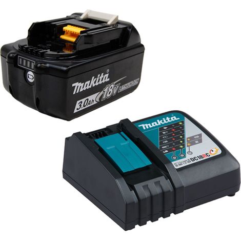 Makita BL1830B Akku 3,0 Ah 18V Li-Ion mit Ladestandsanzeige & DC18RC Schnellladegerät - DC18RC-BL1830B-1x