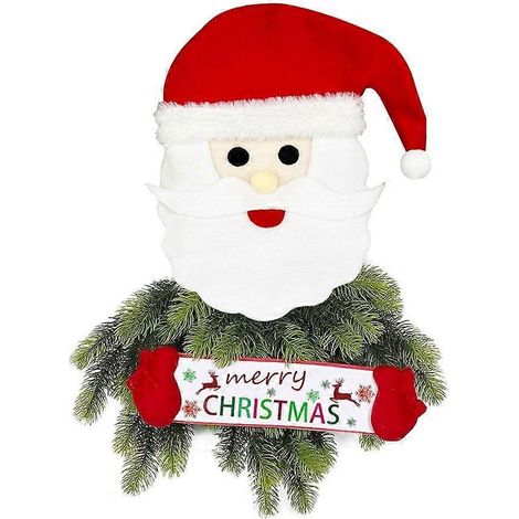 Couronne de Noël festive avec chapeau de Père Noël pour la décoration de la maison pendant les fêtes (1/4)