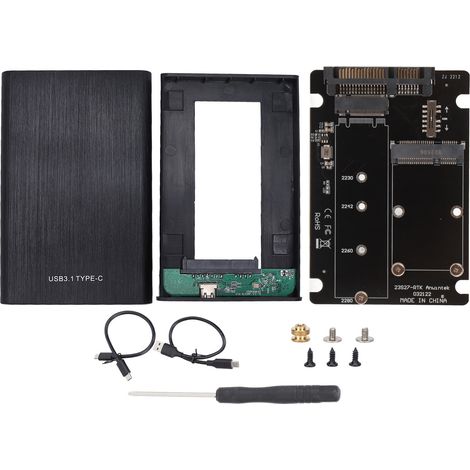 Adaptateur SSD double interface MSATA M.2 6Gbps avec boîtier externe 2,5 pouces Type C pour PC de bureau (1/5)