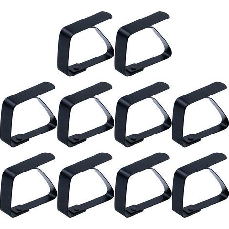 Set mit 10 schwarzen Tischdeckenklammern aus Edelstahl für Tische bis zu 5 cm Dicke (1/5)
