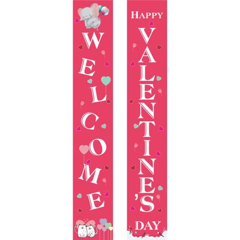 Bannière de porte suspendue pour la saint-valentin, signe d'amour pour porche de bienvenue, pour anniversaire, décoration murale de la maison, rose (1/5)
