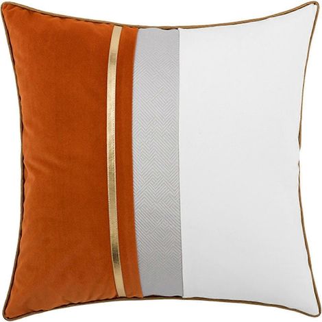 Dekorative Kissenbezüge 45 x 45 cm, luxuriös, modern, aus Plüsch, für das Wohnzimmer-Warm orange (1/5)