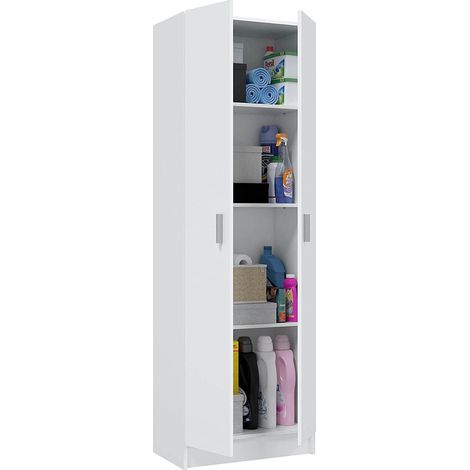 Armario multiusos Milan en acabado blanco de 2 puertas y 3 estantes 58.5 cm(ancho) 180 cm(altura) 37 cm(fondo) (1/5)