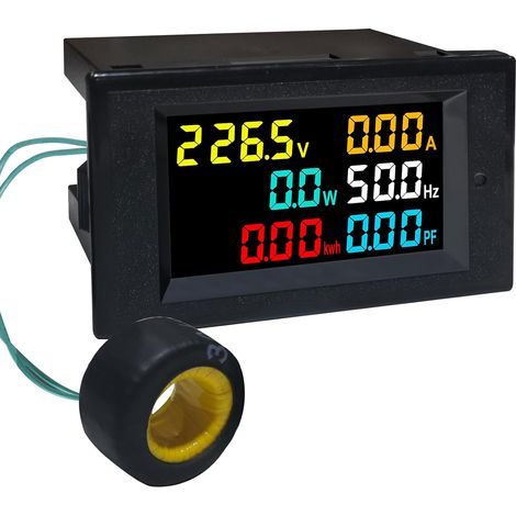 6 in 1 AC Wattmètre Compteur Electrique Consommation 40-300V 100A Compteurs d'énergie Ampèremètre Voltmètre Compteur électrique Numérique avec CT (1/5)