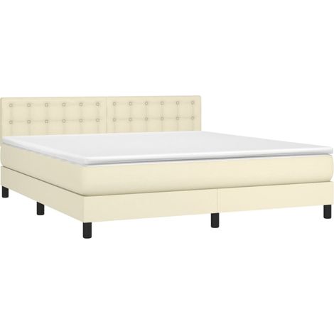 Boxspringbett mit Matratze Creme 160x200 cm Kunstleder vidaXL (1/4)