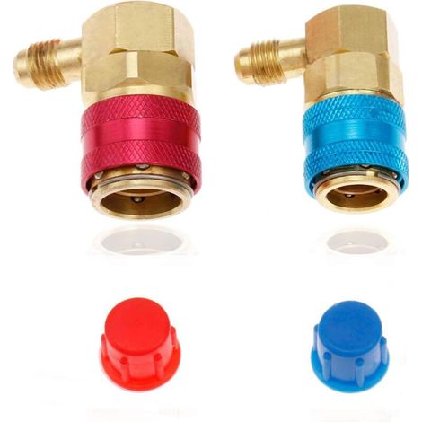Attacco rapido R134a, raccordi adattatori R134a, connettore rapido, kit di conversione del tubo flessibile del manometro del collettore del freon per aria condizionata, set di alta e bassa pressione a