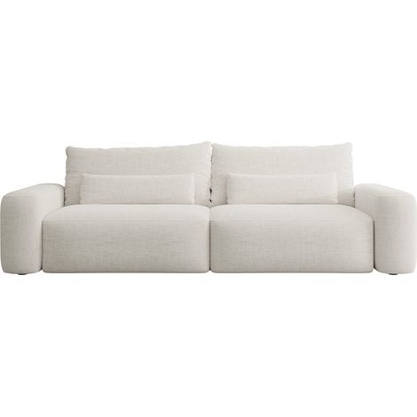 Selsey Carnos - 3-Sitzer Schlafsofa, cremefarbener Chenille-Stoff, schwarze Beine (1/5)