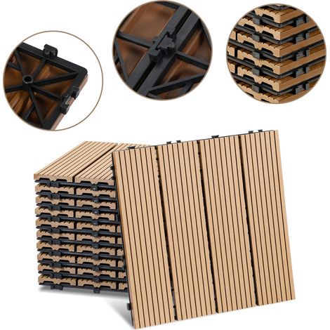 TolleTour Juego de 66 baldosas entrelazadas de 30x30 cm para patio, suelo exterior para jardín, balcón y piscina.