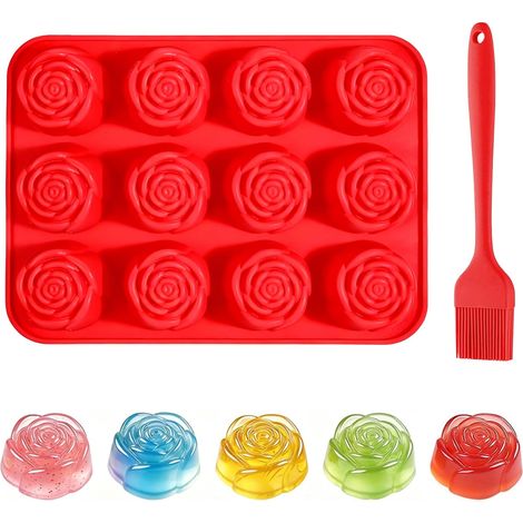 Moule a Cake Silicone 12 Cavités Antiadhésif avec Pinceau (1/5)