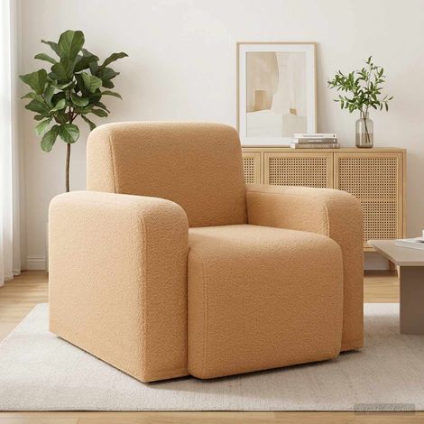 vidaXL Poltrona Beige Bouclé (1/5)