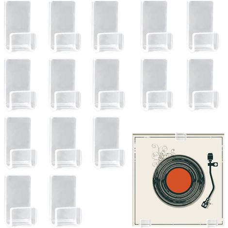 Support Mural Vinyle 15 Pcs Accroche Vinyle Mural Acrylique Porte Vinyle Mural Etagere Transparente Rangements pour CD et DVD, Transparentes (1/5)
