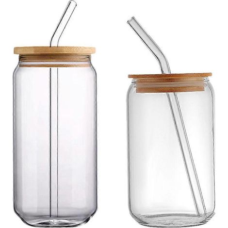 Lot de 2 bouteilles en verre avec couvercles, bocaux Mason, gobelets, verres à boissons, bouteilles de bière, verres à whisky (1/5)