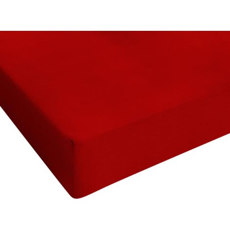 Drap-housse Jersey rouge 80/90/100x200cm (1/3)