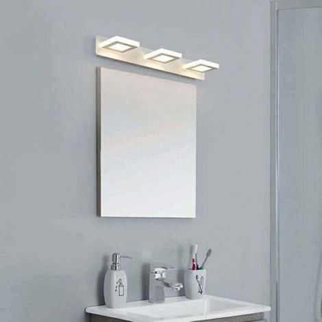 Wandleuchte für Badezimmerspiegel, dreifarbiges Licht, 15 W, moderne Innenleuchte, 360° verstellbar, 48 cm [Energieklasse A+], 3 quadratische Leuchtenköpfe (1/3)