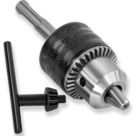 S&R Mandrin Perceuse 1,5-13 mm 1/2-20 UNF avec adaptateur sds plus et clé de Serrage (1/4)