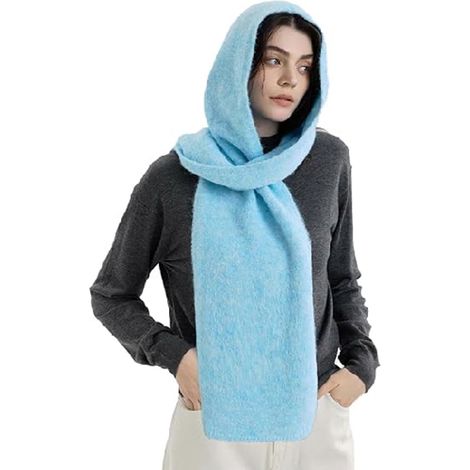 Bonnet - Bonnet chaud - Écharpe - Cache-cou - Écharpe femme - Bonnet d'hiver femme - Bonnet tricoté femme - Écharpe à capuche - Cache-cou pull - Cagoule - Bonnet d'hiver chaud intégré - Idéal pour les (1/2)