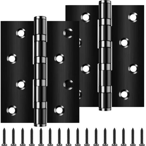 Set mit 2 robusten Kugellager-Türbändern – 10 cm – Schwarzer Edelstahl – Mit 8 Löchern – Für Massivholztüren – Gartentore – Für den Innen- und Außenbereich (100