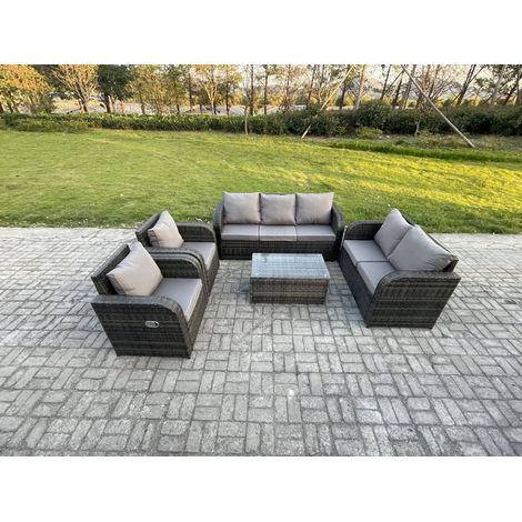 Fimous Polyrattan Gartenmöbel Set Rattansofa, Tisch und Sesseln Gartentisch Terrassenset (1/5)