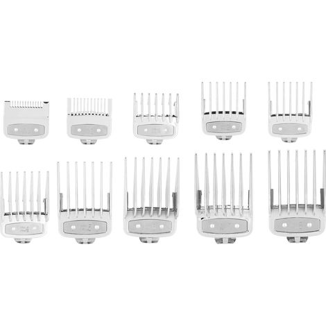 10 peignes de coupe de cheveux, peignes de positionnement de rechange argentés pour tondeuse, lot de 10 guides de coupe (1/5)