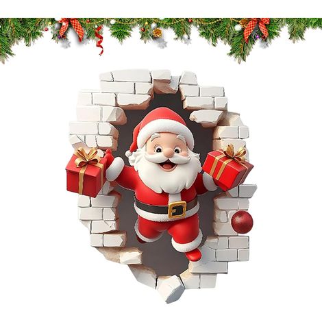 Autocollants Muraux De Noël Effet 3D Percée Murale Déco Maison Autocollants de Fête pour Fenêtre et Mur Pour Salon Bureau Cuisine Salle de Bain Fête Porte Toilettes Séances Photo (1/5)