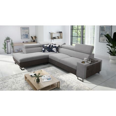 Modernes Luxus-Ecksofa mit Schlaffunktion MELODY VII Tauro/Freya Graphit/Grau Links (1/5)