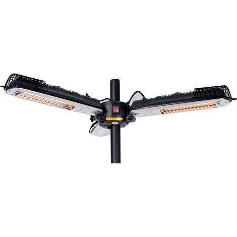 Sonnenschirm-Heizstrahler 2000 W Halogen Schwarz Silbern PH10 Sunred