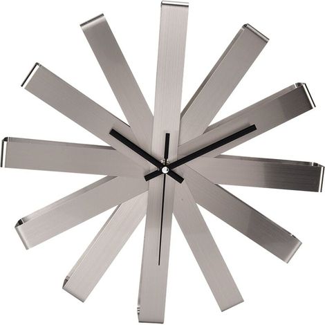 Horloge murale silencieuse en acier inoxydable, décoration moderne suspendue pour chambre à coucher et salon (1/5)