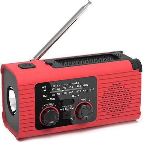 Lampe de secours LED portable 2000 mAh avec radio SOS, idéale pour le camping et les activités de plein air. Rechargeable à l'énergie solaire, elle offre une radio FM et est idéale pour les lampes por (1/5)