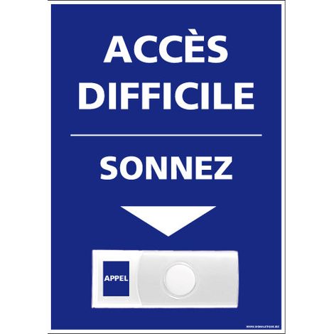 Panneau de signalisation APPEL RAMPE D'ACCES + Sonnette intégrée (G1112) - Plastique PVC 1,5 mm - 150 x 210 mm