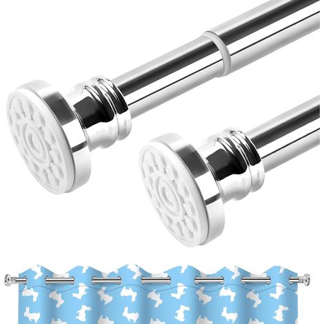 Extendable Shower Curtain Poles 110 to 290cm, No Drill Tension Rod Adjustable Shower Curtain Rail, telescopic pole for Window Bathroom Closet Wardrobe Kitchen Balcony Door, Stainless Steel (1/5)