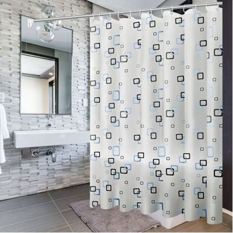 Rideau de douche - 200x200cm - Doublure de rideau de douche avec crochets et boucles - Anti-moisissure - Anti-bactérien - Imperméable et lavable - Adapté aux salles de bains (1/5)