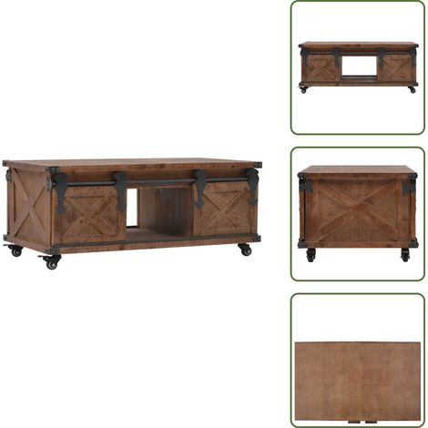 Couchtisch Massivholz Tanne 91x51x38 cm Braun - Holztisch - Couchtisch - Wohnzimmertisch - Vintage Möbel - Industrielles Deko (1/5)
