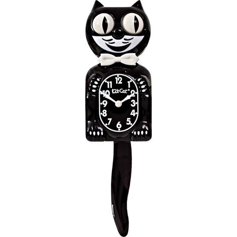 Kleine, klassische schwarze Uhr, 32,4 cm (12,75 Zoll), mit rollenden Augen und Rüttelelementen