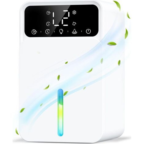 1500ml Electric Air Dehumidifier with 12Htimer, Auto Defrost, Auto Shut-off, Quiet, 7 LED Lights, for Home, Bathroom, Bedroom (1/5)