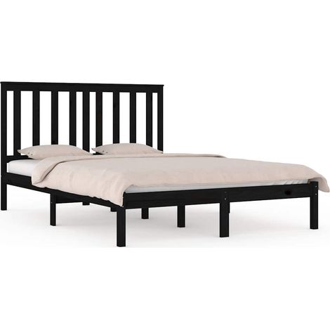 Maison Exclusive - Massivholzbett Schwarz Kiefer 200x200 cm (1/5)