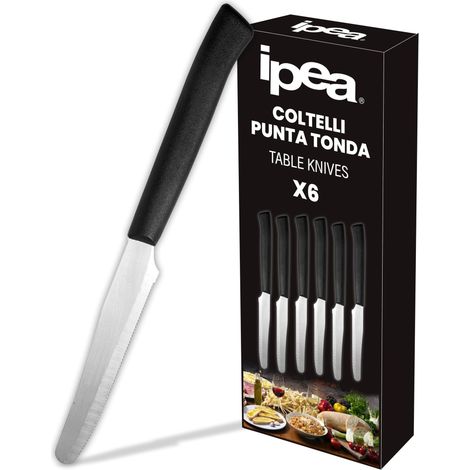 Couteaux de Table à Steak - Lot de 6 - Couteau Tranchant Bout Rond en Acier Inoxydable pour Couper la Viande et les Aliments pour le Déjeuner et le Dîner - Couteaux pour la Maison et la Cuisine (1/5)