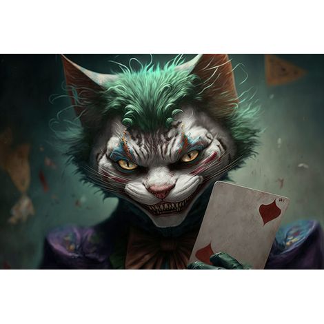 Tableau sur toile Chat Joker 45x65 cm - Impression sur Toile Murale Décorative - Image imprimée en HD sur Toile - Toile sur Châssis en Bois FSC - Fabriqué en France (1/5)