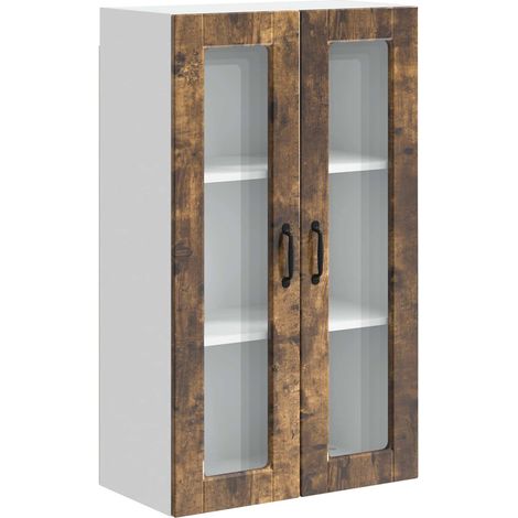 Maison Exclusive - Mobile in vetro da parete PORTO Rovere fumé 60 x 31 x 100 cm