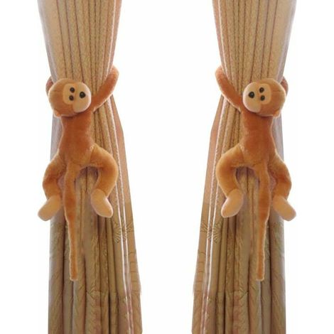 Lot de 2 crochets pour rideaux de chambre d'enfant Motif singe-Marron (1/3)