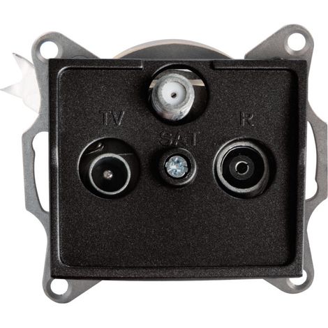 Kanlux LOGI 33587 Matte Black Terminal RTV-SAT TV & Satellite Wall Socket Outlet, End Coaxial Connector, Modern Flush Mount, 2-Year Warranty, EAN 5905339335876 (1/2)