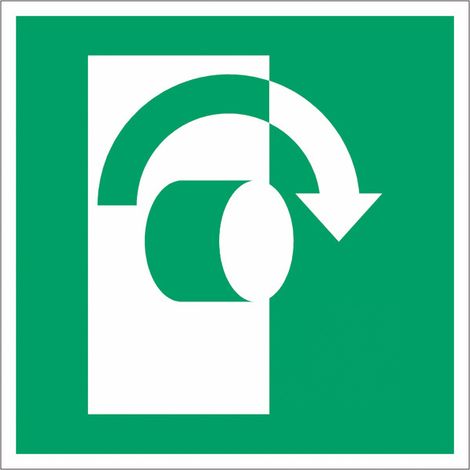Pannello adesivo ISO 7010 "Per aprire, girare in senso orario" - E019