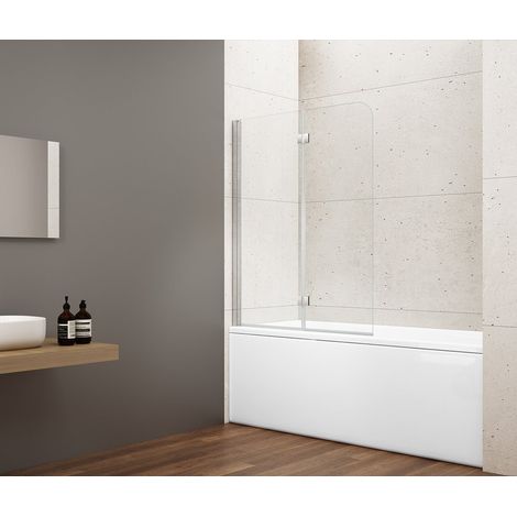 LORO Pare-baignoire pliable 900 mm, verre transparent (1/3)