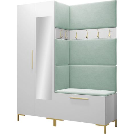 Meuble d'entrée Nomal IX, Manila 11, 196x158x46cm, Disponible, Stratifié, Tissu, À poser, Murale