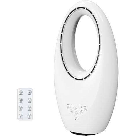 Ventilateur Colonne 55 cm Silencieux, Oscillation LED 4 Couleurs, Minuterie 7.5H, Écran Tactile Télécommande, Design Compact Blanc (1/5)