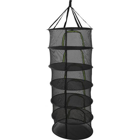 Filet de Séchage Pliable pour Plantes à Fermeture Éclair, 6 Couches, 60cm de Diamètre, avec Sac de Rangement pour Herbes et Fleurs