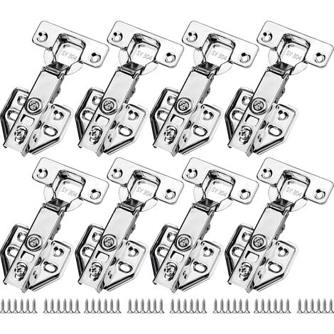 Kit di 8 cerniere per mobili da cucina, cerniere idrauliche per porte da 35 mm, cerniere a chiusura ammortizzata, con 48 viti (1/4)