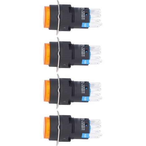 Lot de 25 interrupteurs à bouton-poussoir autobloquants en laiton ABS, ronds, 8 broches, 220 V, jaune (1/5)