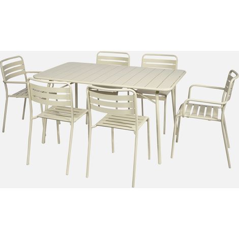 Set mesa de jardín bistró plegable de acero con 2 sillones y 4 sillas, 140cm (1/5)
