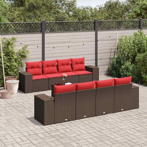 Teenpull – 9-teiliges Gartensofa-Set mit Kissen, braun, Polyrattan (1/5)
